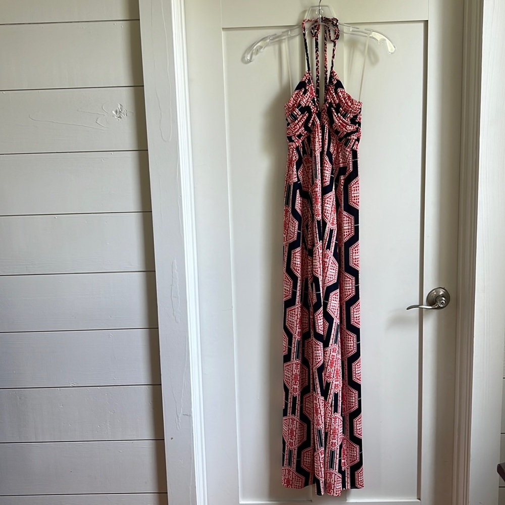 T Bags Los Angeles Red, White and Navy Blue Maxi Dress